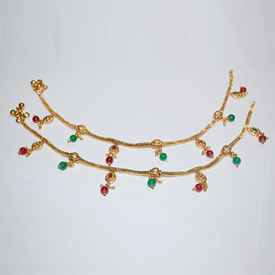 "1gm Fancy Stone Studded Anklets - MGR-1002 - Click here to View more details about this Product